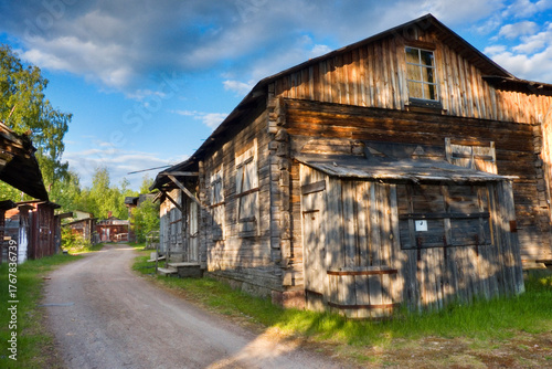 Kåkstan area with a reconstructed building environment from the late 1800s in Malmberget, Sweden