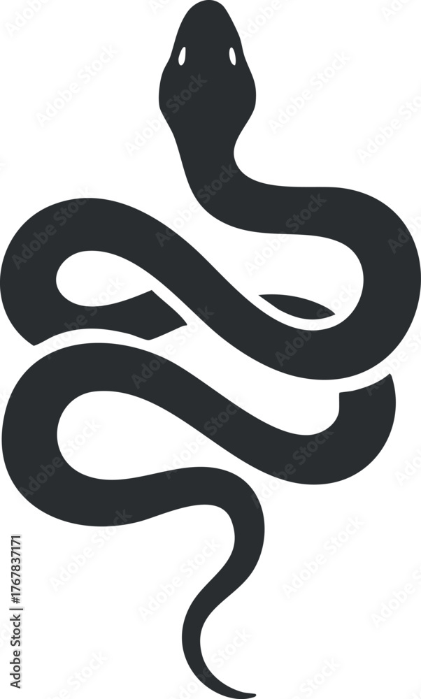 Fototapeta premium Stylized black snake illustration with elegant curves and a minimalist design for creative projects.
