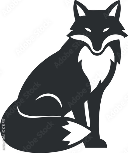 Stylized silhouette of a sitting fox, ideal for nature and wildlife illustrations.