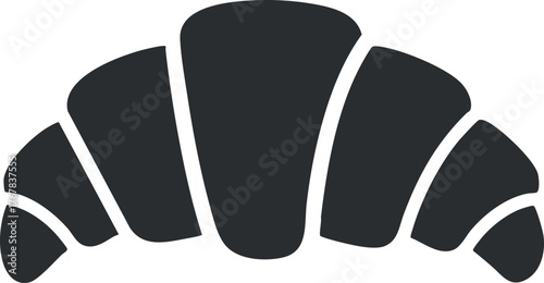 A stylized graphic representation of a croissant, showcasing its unique shape and texture.