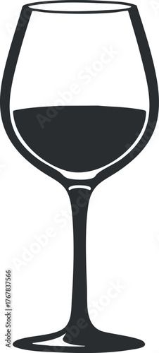 A stylish wine glass filled with red or white wine for elegant dining and celebrations.