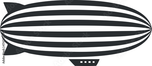 A vintage zeppelin airship illustration featuring bold stripes and a streamlined design.