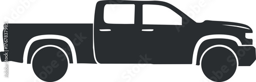 A silhouette of a side view pickup truck ideal for transportation and delivery purposes.
