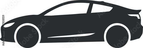 Stylish silhouette of a modern car in black representing transportation and automotive design