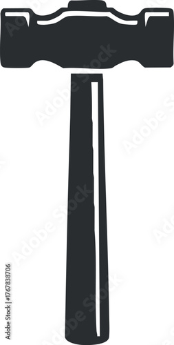 A simple black silhouette of a hammer representing a common tool used in construction and repair.