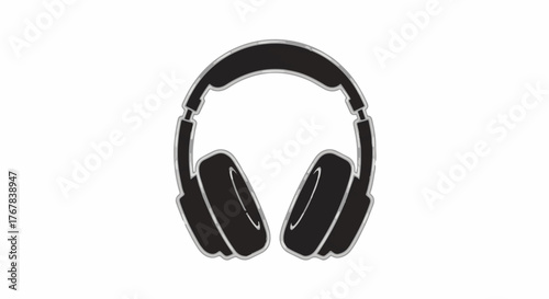 Sleek black headphones isolated on a clean white background, perfect for music lovers and audio enthusiasts.