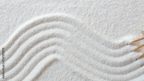 Making zen garden from white sand and stones