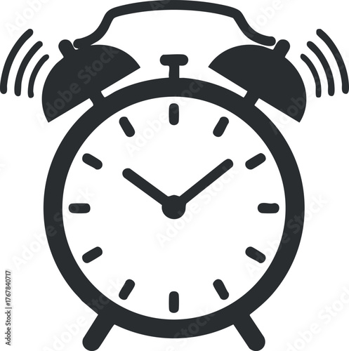 A classic alarm clock icon with ringing bells indicating a time reminder or alert