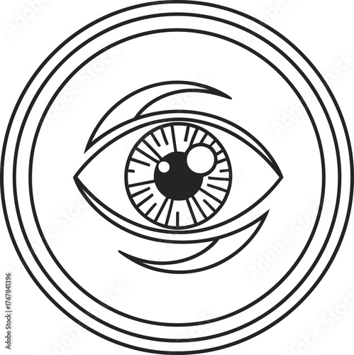 Human eye in a circle icon. Vision, watch and observant concept. Vector illustration for logo, symbol, user interface, app
