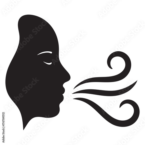 Calm Breathing Silhouette Vector Icon for Stress Relief and Mindfulness