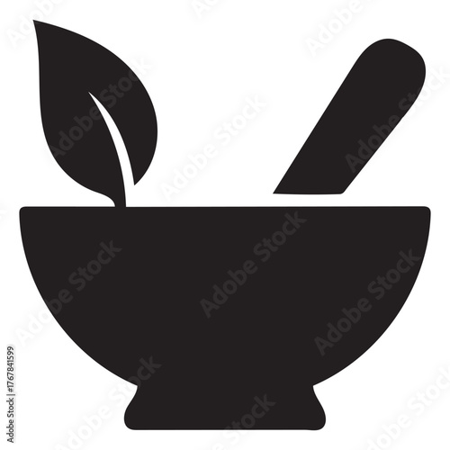 Herbal Medicine Silhouette Vector Icon for Natural Health Care