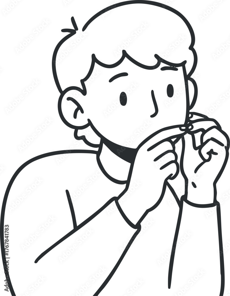 Obraz premium A simple line drawing of a person thoughtfully contemplating an idea or concept.