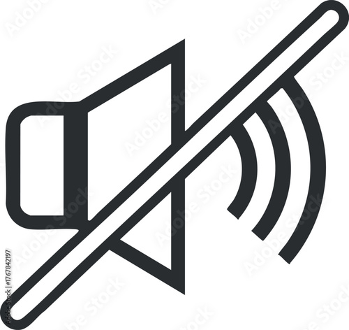 A mute symbol indicating no sound or silenced audio for digital devices and applications.