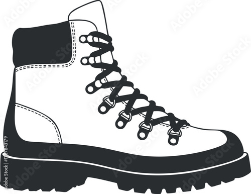 A rugged hiking boot designed for outdoor adventures and durability in various terrains.