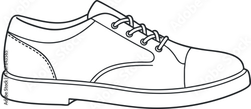 A minimalist line art illustration of a casual sneaker with laces and a comfortable sole.