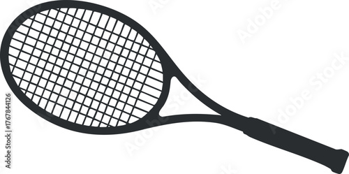 A simplistic illustration of a tennis racket showcasing its design and structure.