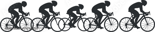 Silhouette of cyclists in motion showcasing the dynamic movement of biking and fitness.