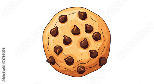 A delicious chocolate chip cookie that is crisp and ready to be enjoyed by anyone who wants it now.