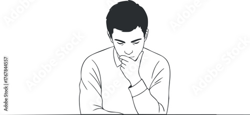 A thoughtful man in contemplation, lost in deep thought while reflecting on ideas.