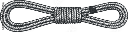 A strong black and gray twisted rope suitable for various outdoor activities and utility purposes.