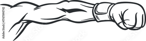 Illustration of a muscular arm flexing with a clenched fist symbolizing strength and determination.