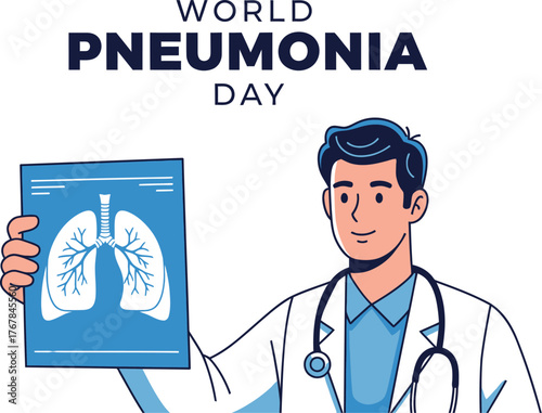 A doctor holding an xray of lungs to raise awareness world pneumonia day