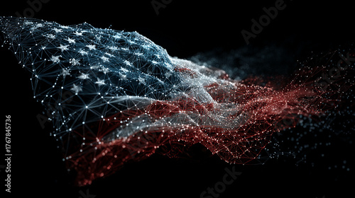 Digital American Flag. A stylized digital American flag with a dynamic, futuristic background