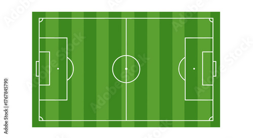 Overhead shot of a vibrant green soccer field with white line markings, perfect for planning your next game strategy.