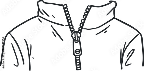 A close-up illustration of a zipped jacket showcasing its stylish design and details.