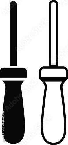 Black handyman tools icon set, construction and repair equipment collection, carpentry and workshop instrument in flat and line outline style, mechanical, industrial and DIY tool vector illustration