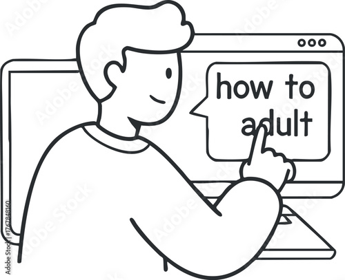 A person learning about adulting and life skills through an online platform.