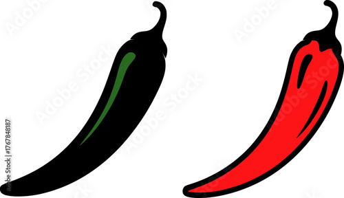 Black and red chili peppers with green stripe black chili spice