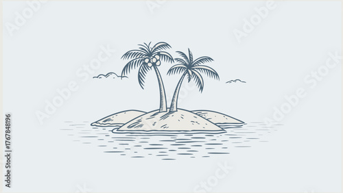tropical island with palm trees