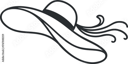 A stylish wide-brimmed hat silhouette perfect for summer fashion and outdoor activities.