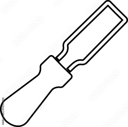 Black masonry chisel icon , construction and stone carving tool collection, sculpting and brickwork equipment in flat and line outline style industrial repair and workshop vector illustration