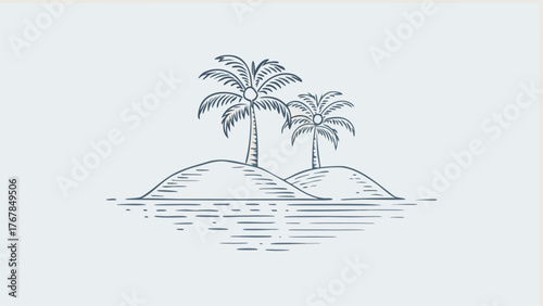 tropical island with palm trees