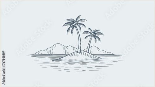 tropical island with palm trees