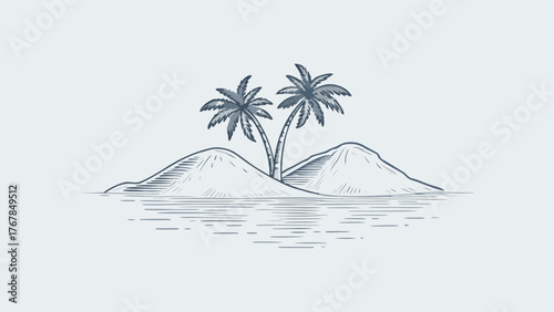 tropical island with palm trees