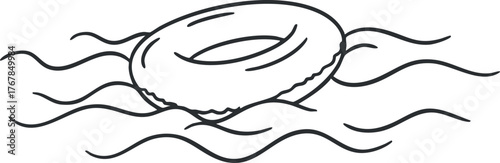 A simple line drawing of a floating ring on water, symbolizing summer fun and relaxation.