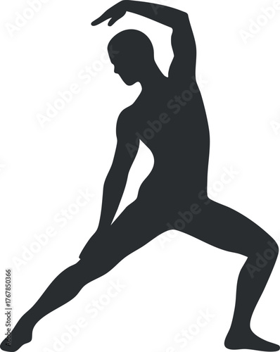 Silhouette of a person in a yoga pose demonstrating flexibility and balance during exercise.