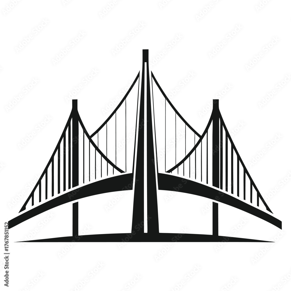 Fototapeta premium A stunning vector illustration of the iconic Golden Gate Bridge in San Francisco, a landmark of steel architecture spanning the bay