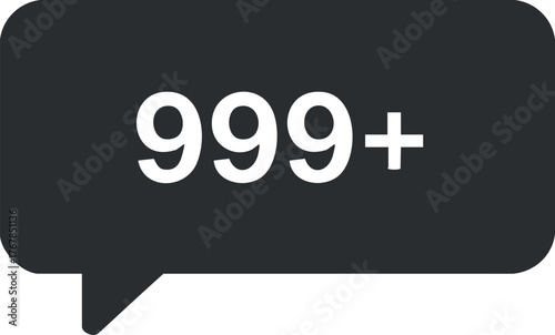 Notification icon displaying a message count of 999 plus indicating high volume of messages.