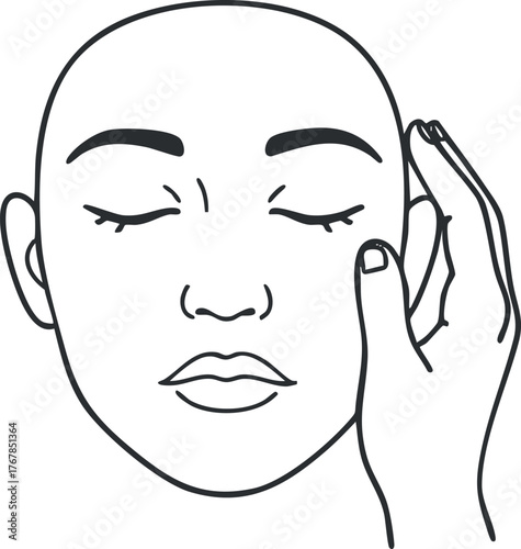 A serene illustration of a person practicing skincare and relaxation techniques for wellness.