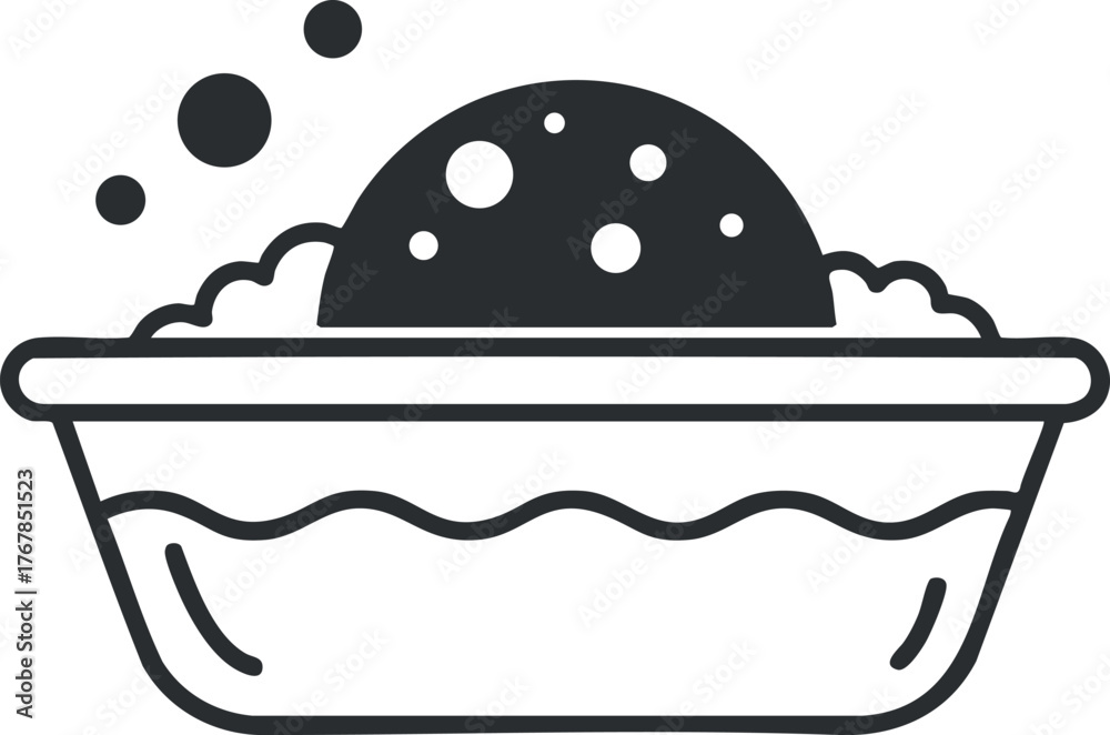 Fototapeta premium A simple illustration of a bowl filled with ice cream and decorative toppings.