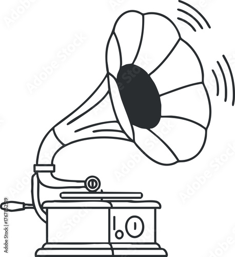 A vintage gramophone illustration showcasing its classic design and musical charm.