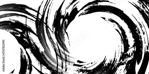 Abstract Acrylic Painting on Smudged Canvas Black and White Grunge Background