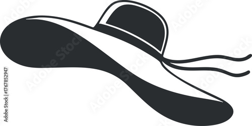 A stylish wide-brimmed hat silhouette perfect for summer outings and beach activities.