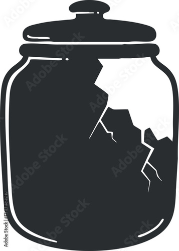 Illustration of a cracked glass jar symbolizing fragility and imperfection in storage.