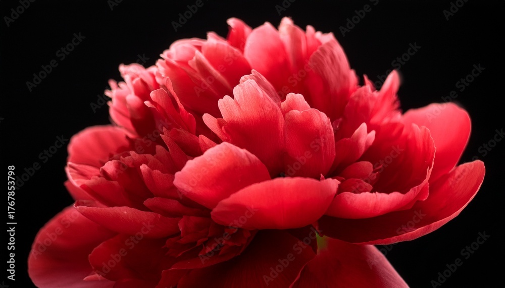 Obraz premium close up of blooming red peony flower on black