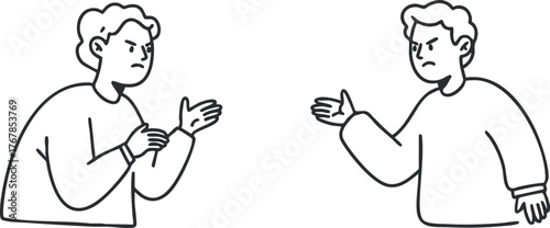Two illustrated characters engaged in a heated argument showcasing different emotions and gestures.